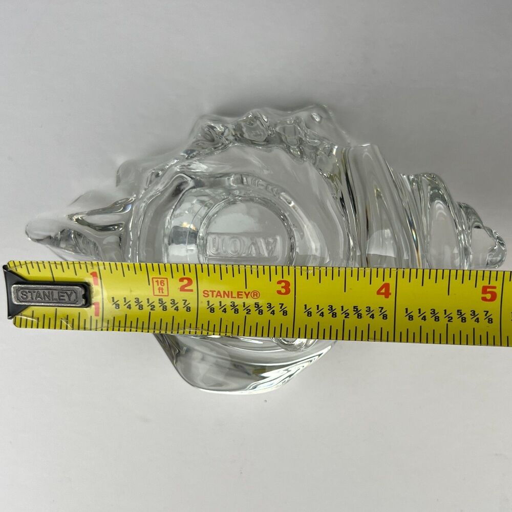 Vintage AVON Clear Glass Seashell Candle Holder Coastal Decor Trinket Ring Dish - Picture 8 of 9